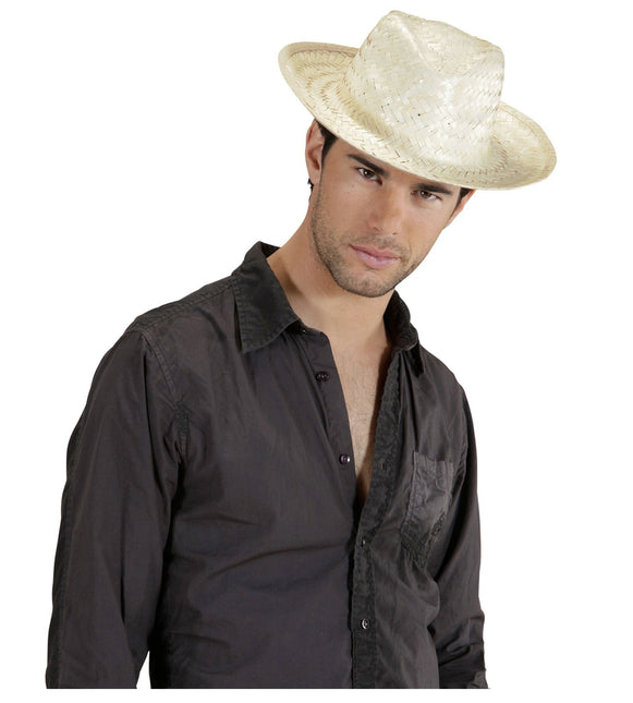 Cappello da cowboy in paglia bianca