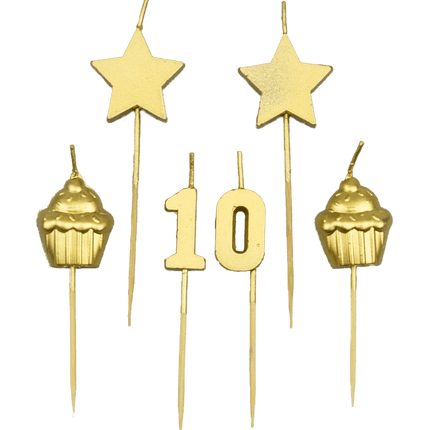 Candele 10 anni Cupcake Oro 17,5cm