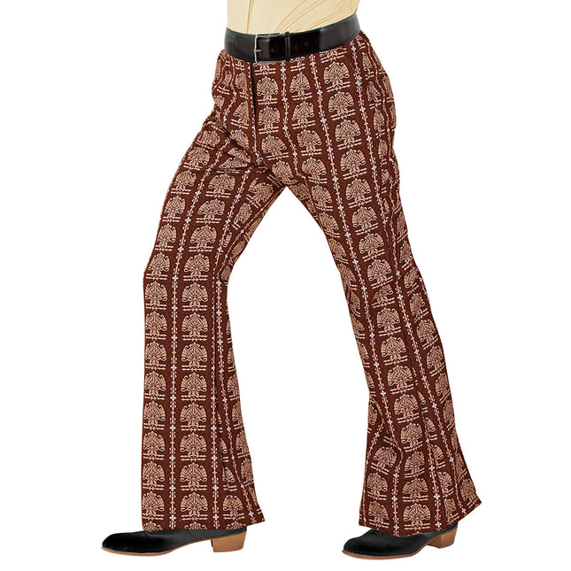 Pantaloni Disco 70S Uomo Marrone Old School