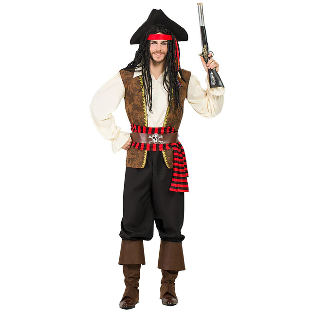 Costume da pirata marrone rosso uomo