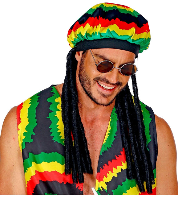 Cappello rasta colorato con dreadlocks