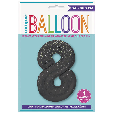 Palloncino figura 8 anni a pois neri 86cm