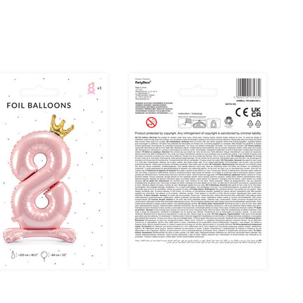 Palloncino Foil Figura 8 Rosa Chiaro Standard Vuoto 84cm