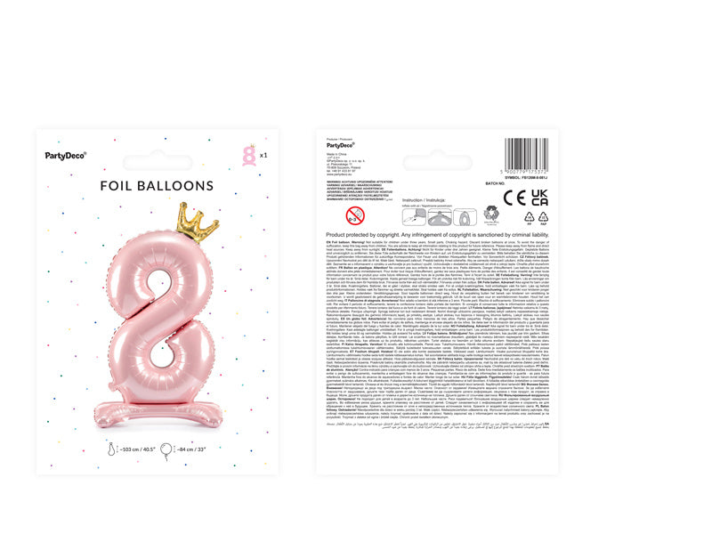 Palloncino Foil Figura 8 Rosa Chiaro Standard Vuoto 84cm