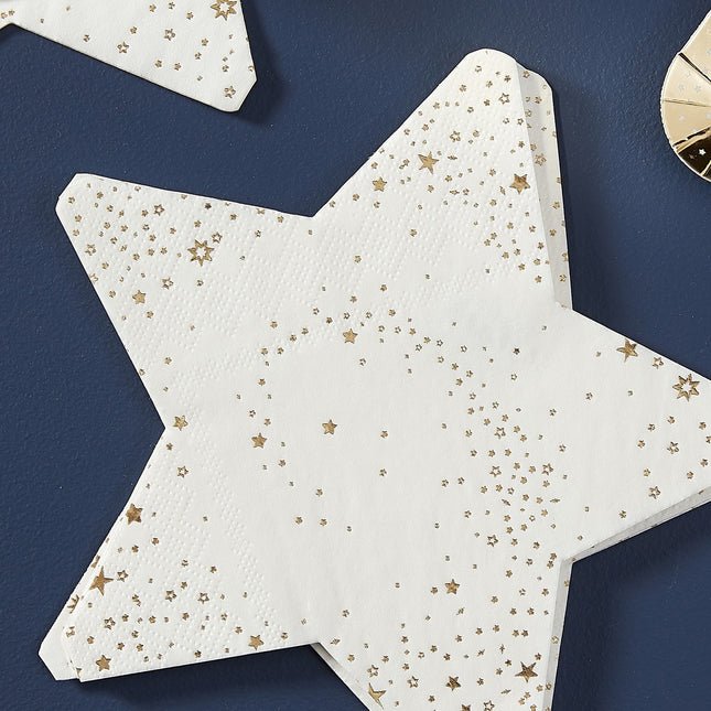 Tovaglioli Stelle Oro/Bianco 16,5cm 16pz