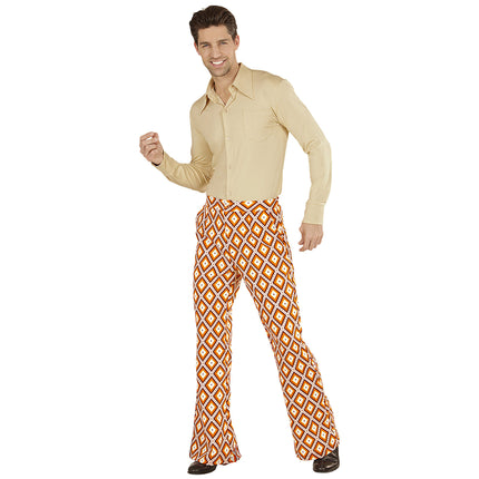 Pantaloni Disco 70S arancione da uomo a quadri