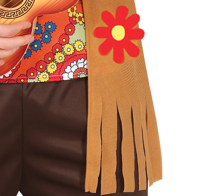 Costume Hippie 60S da uomo colorato con gilet marrone