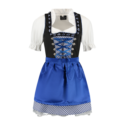 Trachtenspaß Dirndl blu-bianco a quadri/nero