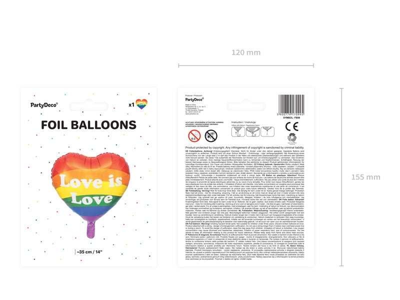 Palloncino ad elio Love Is Love vuoto 35 cm