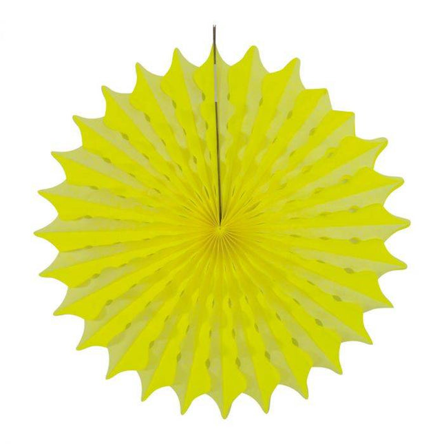 Ventaglio di carta giallo neon 45 cm