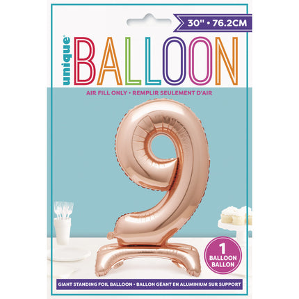 Palloncino in foil Figura 9 Oro Rosa Standard 76 cm