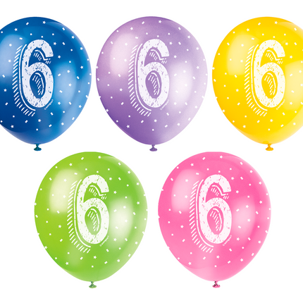 Palloncini 6 anni Coriandoli 30cm 5pz