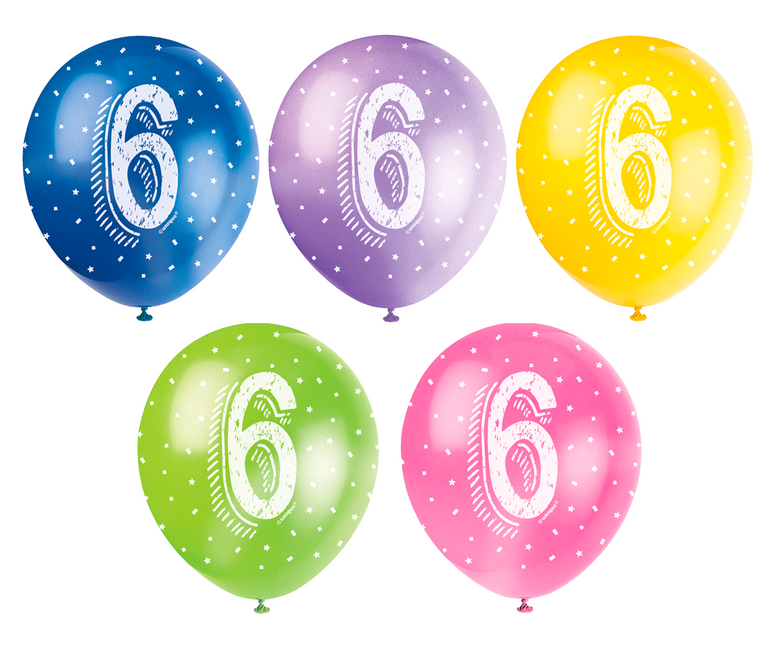 Palloncini 6 anni Coriandoli 30cm 5pz