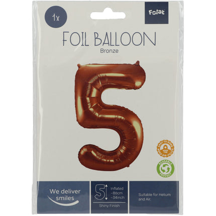 Pallone in foil Figura 5 Bronzo XL 86cm vuoto