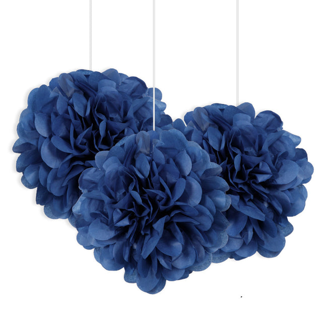 Pompon blu 20 cm 3 pezzi