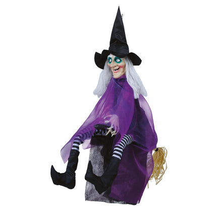 Decorazione appesa di Halloween Strega con luce e suono 90 cm