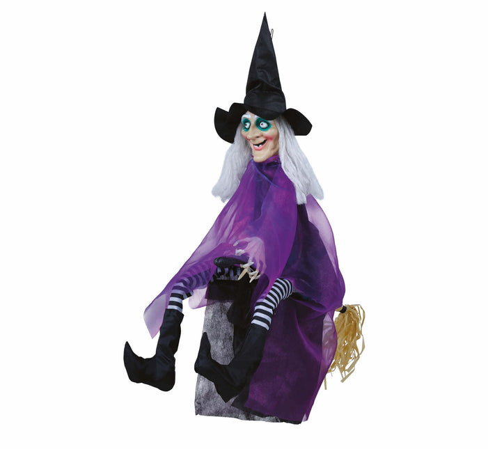 Decorazione appesa di Halloween Strega con luce e suono 90 cm