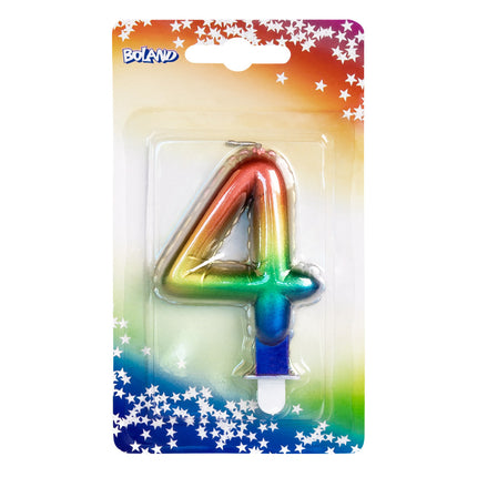 Candela arcobaleno 4 anni 8 cm