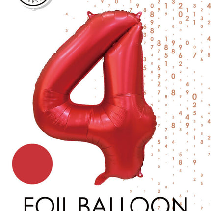 Palloncino numero rosso 4 anni lucido 86 cm