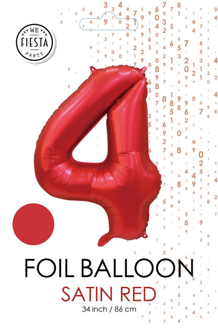 Palloncino numero rosso 4 anni lucido 86 cm