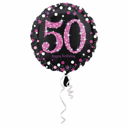 Palloncino ad elio 50 anni rosa 43 cm vuoto