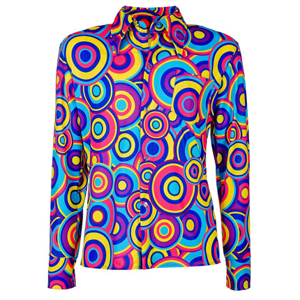 Camicetta Disco 70S Blu Uomo Bubbles