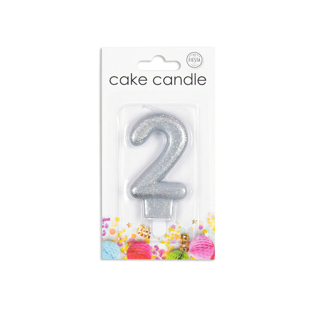 Candela 2 anni Argento Glitter 7cm