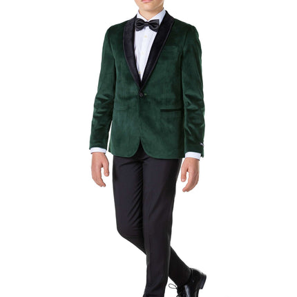 Blazer in velluto verde scuro da ragazzo OppoSuits