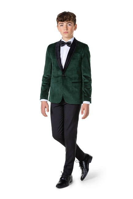 Blazer in velluto verde scuro da ragazzo OppoSuits