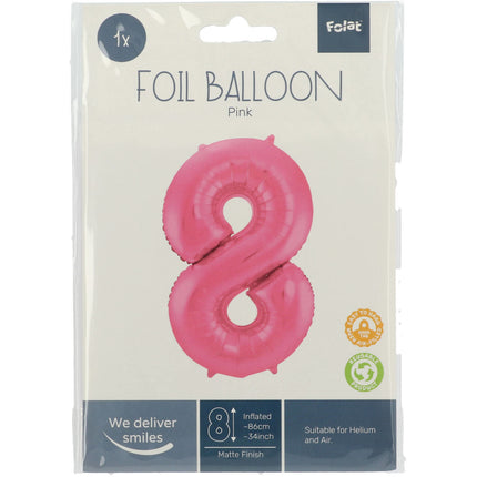 Palloncino Foil Figura 8 Rosa Opaco XL 86cm vuoto