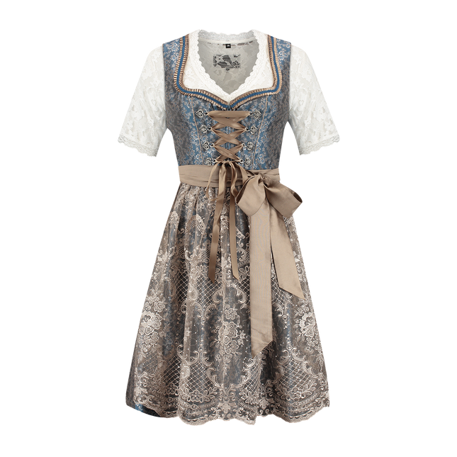 Dirndl jaquard, blau/kaffeefarbig