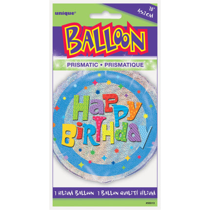 Palloncino ad elio Happy Birthday Glitter 45cm vuoto