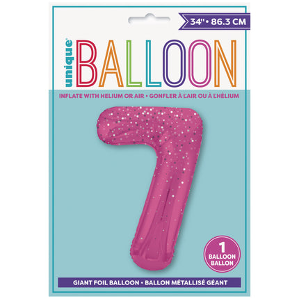 Palloncino figura 7 anni a pois rosa 86 cm