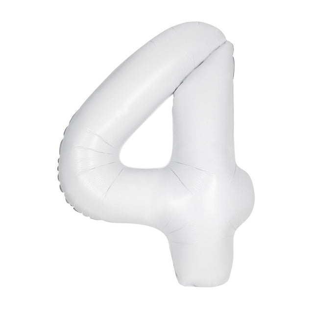 Palloncino bianco a forma di figura 4 anni opaco 86 cm