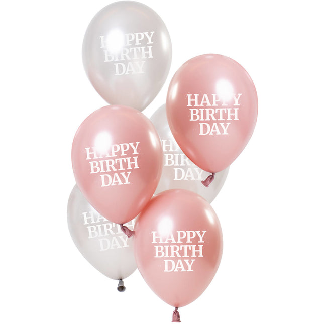 Palloncini di buon compleanno rosa 23cm 6pz.