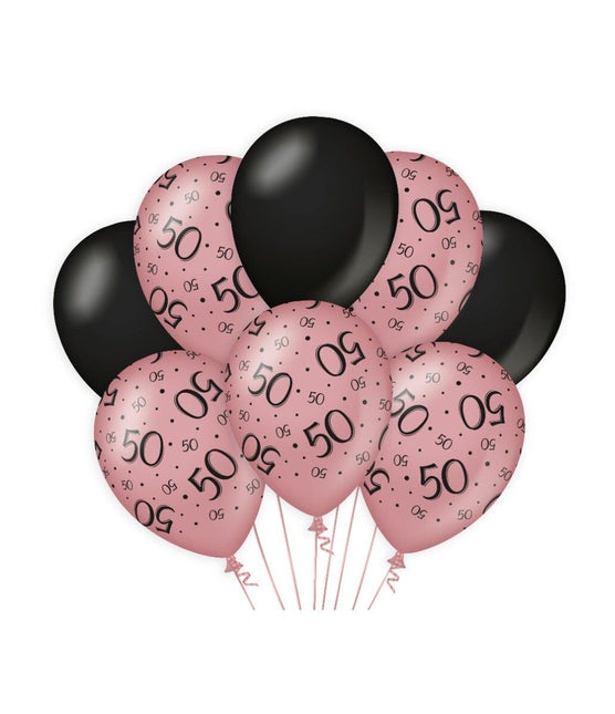 Palloncini 50 anni rosa neri 30cm 8pz