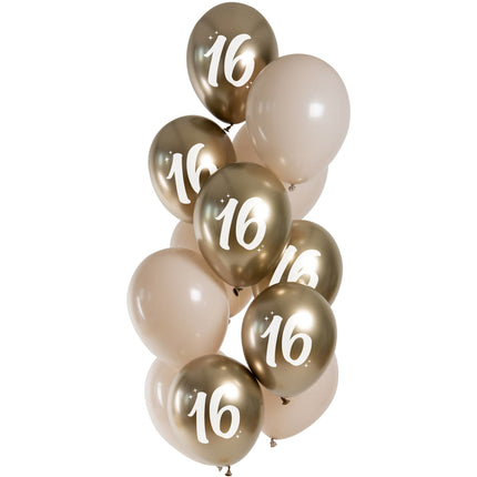 Palloncini dorati 16 anni cromati 33cm 12pz