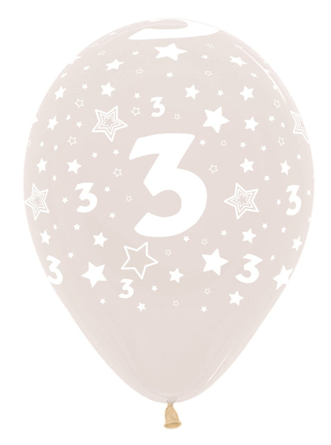 Palloncini Numero 3 Crystal Clear 30cm 25pz