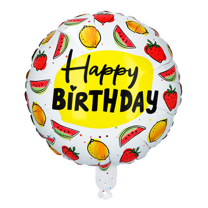 Palloncino ad elio Happy Birthday Frutta bifacciale 45 cm