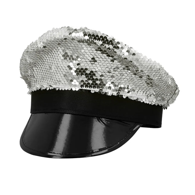 Cappello nero argento con paillettes