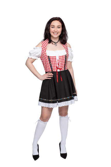 Abito Dirndl Oktoberfest Rosso Bianco Nero Donna