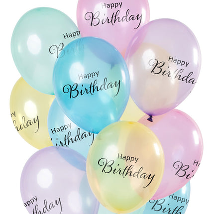 Palloncini Happy Birthday Pastello Traslucido 30cm 12pz