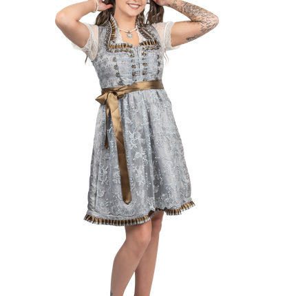 Abito Dirndl Argento Oktoberfest Donna 2 Pezzi