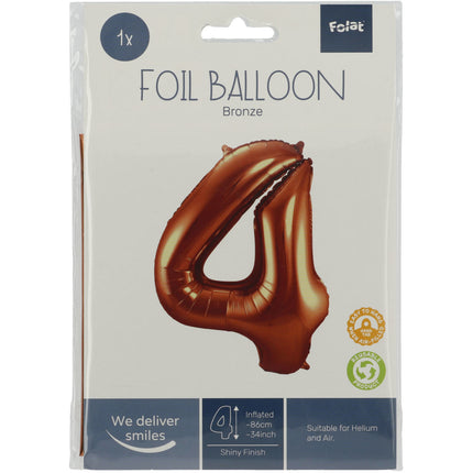 Pallone in foil Figura 4 Bronzo XL 86cm vuoto