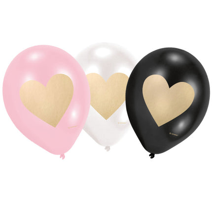 Palloncini cuore oro 23cm 6pz