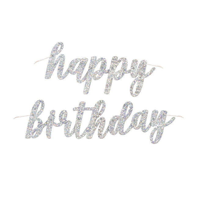 Ghirlanda di lettere di compleanno Happy Birthday Silver 83,8 cm