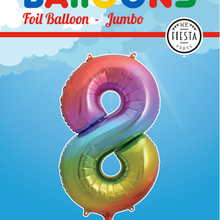 Palloncino in foil Figura 8 Arcobaleno XL 86cm vuoto