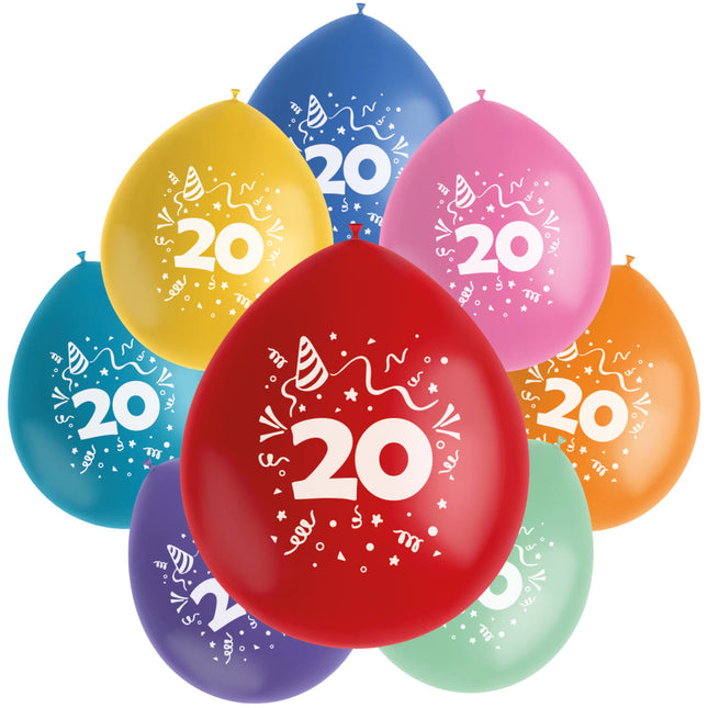 Palloncini 20 anni colorati 23cm 8pz