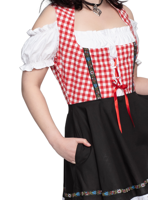 Abito Dirndl Oktoberfest Rosso Bianco Nero Donna