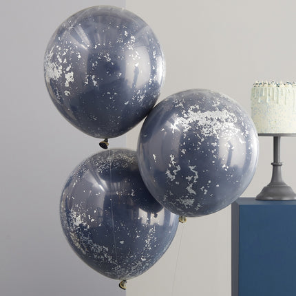 Palloncini con coriandoli blu scuro a doppio strato 45 cm 3 pezzi